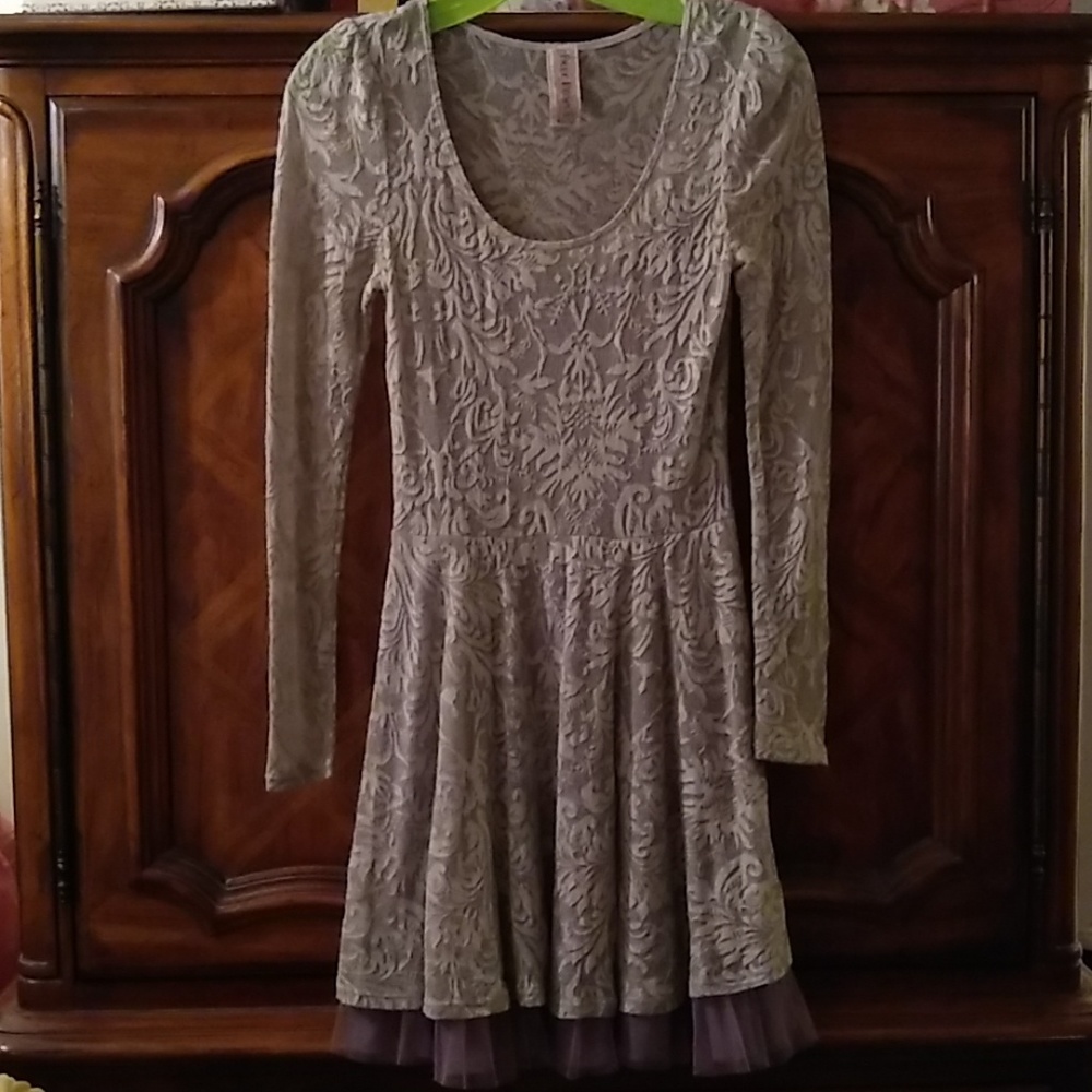 Free People cotton linen stretch lace dress Sz XS